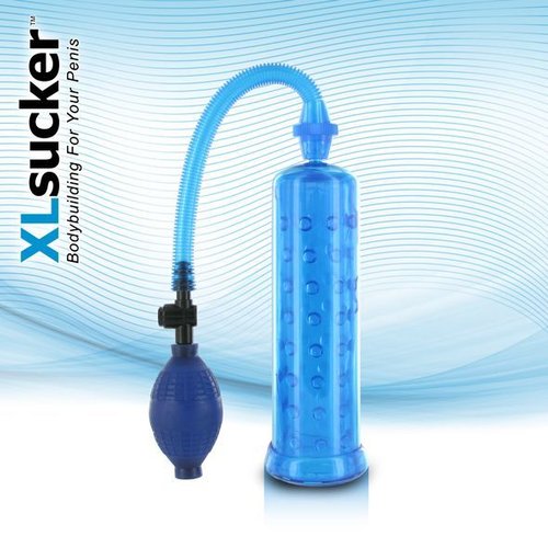 Вакуумна помпа XLsucker Penis Pump Blue для члена довжиною до 18см, діаметр до 4 см жива фотографія