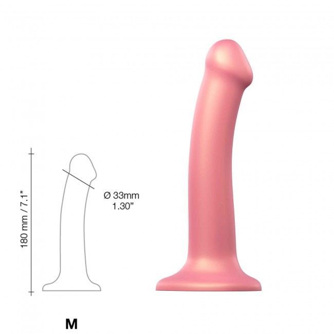 Насадка для страпону Strap-On-Me Mono Density Dildo Rose M, діам. 3,3 см, одношаровий силікон, гнучк жива фотографія