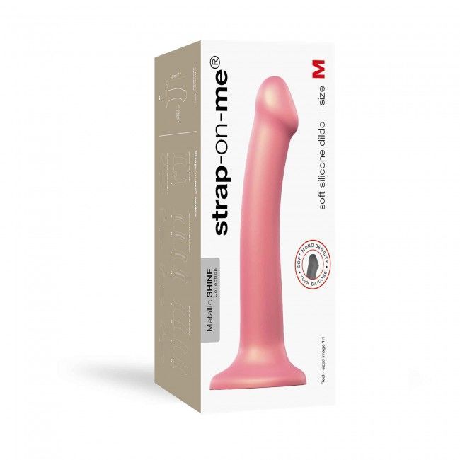 Насадка для страпону Strap-On-Me Mono Density Dildo Rose M, діам. 3,3 см, одношаровий силікон, гнучк жива фотографія