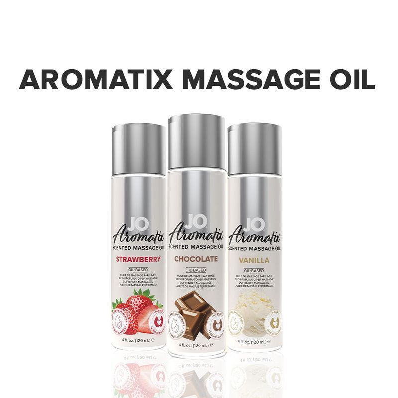 Натуральна масажна олія JO Aromatix Massage Oil Chocolate 120 мл жива фотографія