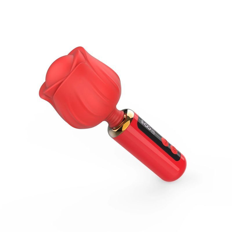 Вібромасажер Loviss Rose Mini Massage Wand Vibrator, головка у вигляді троянди, 9 режимів жива фотографія