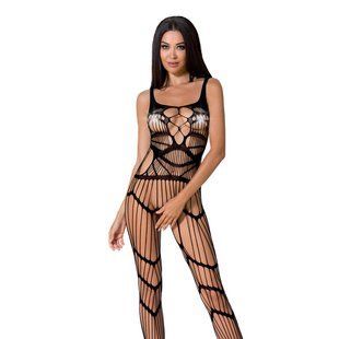 Бодістокінг Passion BS058 black, комбінезон, дуже повітряний жива фотографія