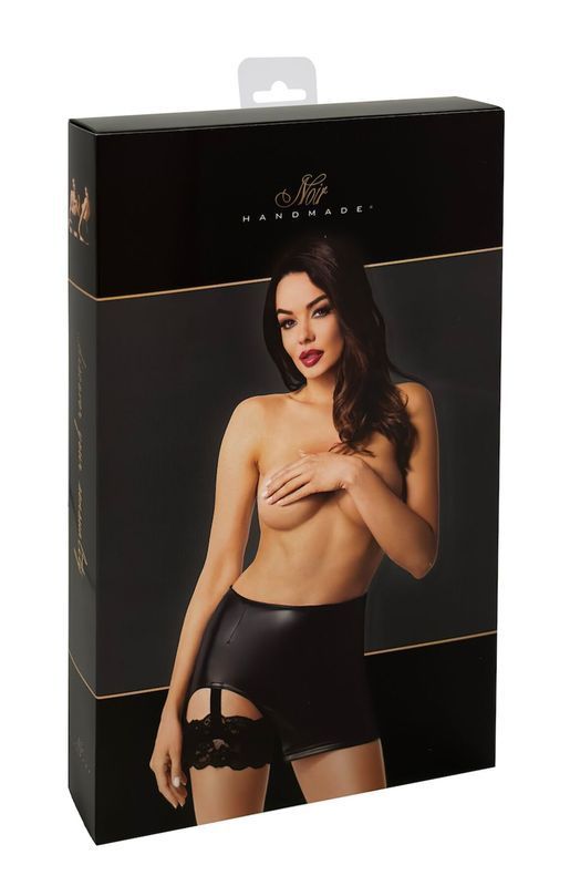 Юбка Noir Handmade F345 Powerwetlook skirt with garter - XL реальная фотография