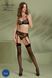 Комплект Passion LEAFA SET black S/M, мереживо+сітка, бюстгальтер на кісточках, стрінги, пояс для панчіх