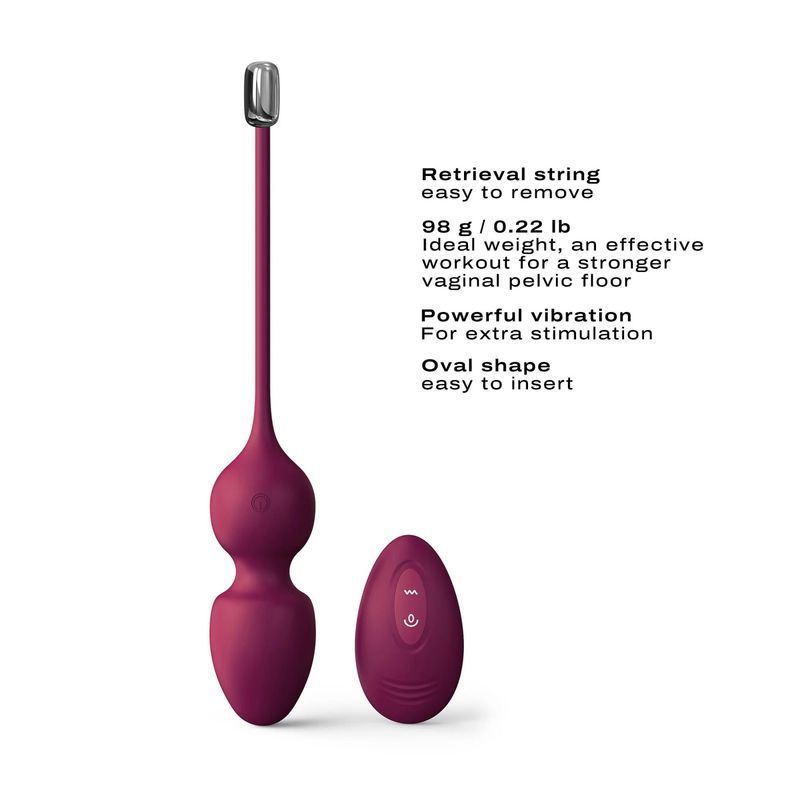 Вагінальні кульки Dorcel LOVE BALLS PLUM, вібрації та рухи внутрішньої кульки, пульт ДК жива фотографія