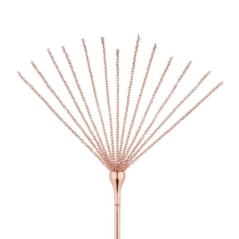 Щекоталка с металлическим флоггером Rosy Gold - Feather Tickler & Whip реальная фотография
