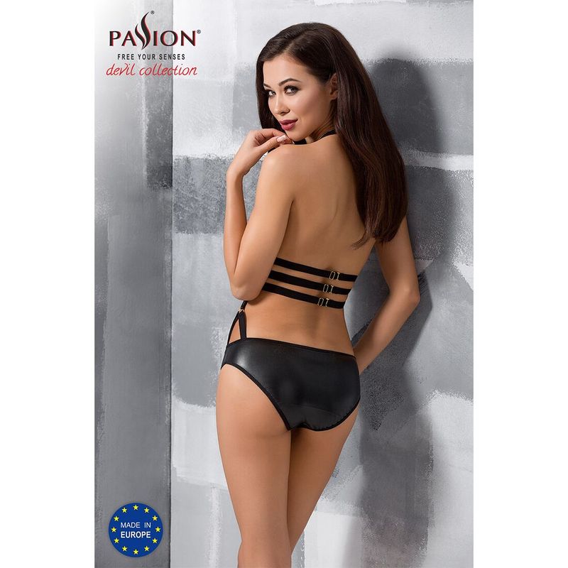 Сексуальное боди-монокини Passion LAMIS BODY L/XL black, стрепы, блестящая ламе реальная фотография