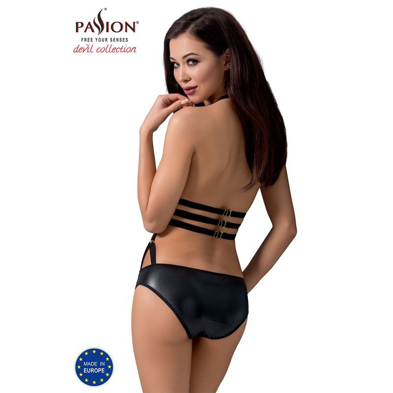 Сексуальное боди-монокини Passion LAMIS BODY L/XL black, стрепы, блестящая ламе реальная фотография