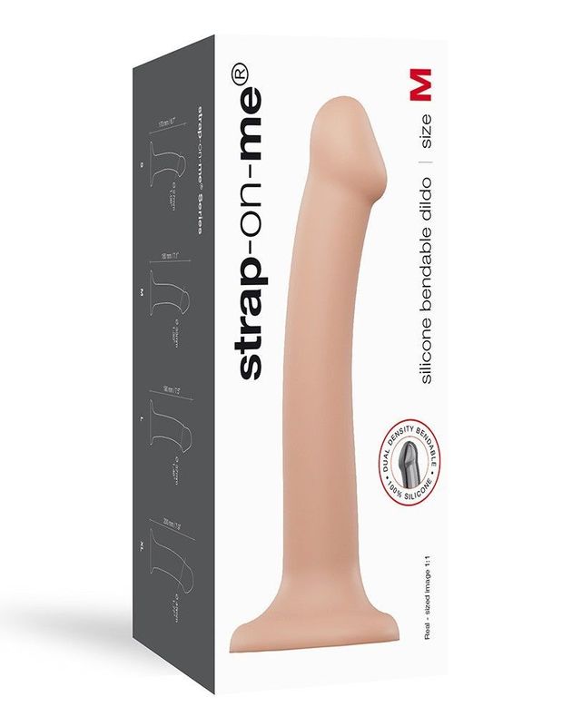 Насадка для страпона Strap-On-Me Dual Density Dildo Flesh M, диаметр 3,3см, двухслойная, гибкая реальная фотография