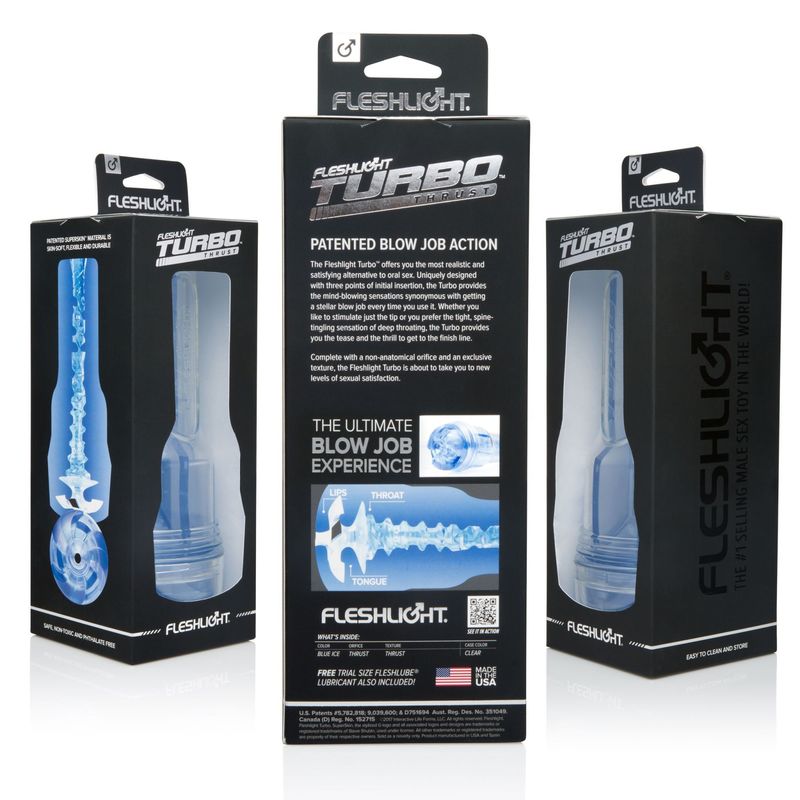 Мастурбатор Fleshlight Turbo Thrust Blue Ice (имитатор минета) реальная фотография