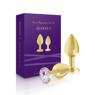 Набір металевих анальних пробок із кристалом RIANNE S &ndash; Booty Plug Luxury Set, діаметр 3 та 3,5 см
