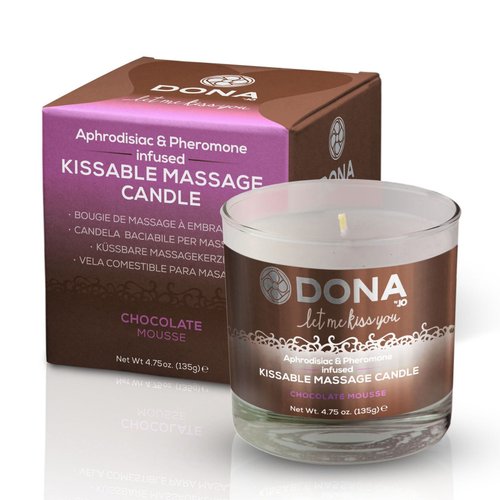 Массажная свеча DONA Kissable Massage Candle Chocolate Mousse (125 мл) жива фотографія
