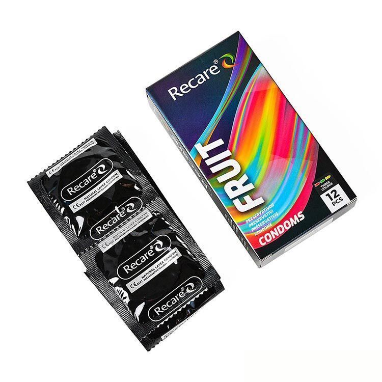 Презервативи Holographic Recare Fruit Flavour Condoms 12 шт, аромати: м'ята, банан, полуниця жива фотографія