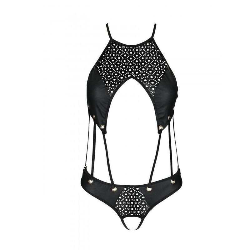 Боди из эко-кожи с ремешками и перфорацией Tamaris Body black S/M &mdash; Passion реальная фотография