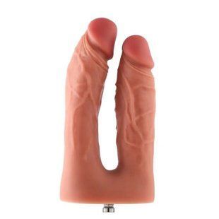 Двойной фаллоимитатор для секс-машин Hismith Silicone Double Penetrator Dildo, система KlicLok реальная фотография