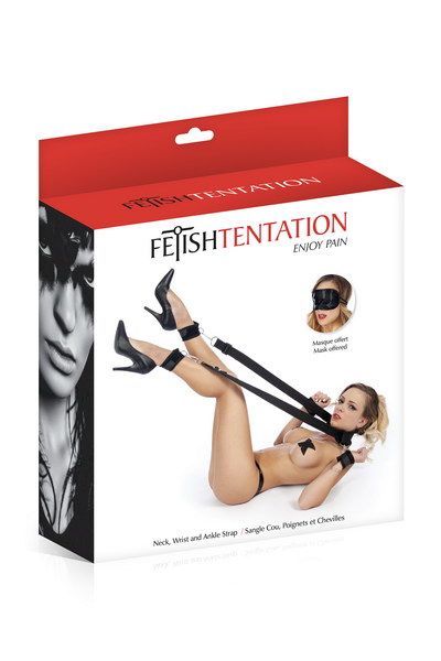 Фиксаторы для ног и рук Fetish Tentation Neck, Wrist and Ankle Strap с маской на глаза реальная фотография