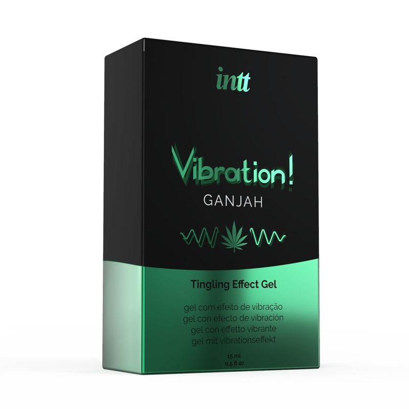 Жидкий вибратор Intt Vibration Ganjah (15 мл), густой гель, необычный вкус, действует до 30 минут реальная фотография