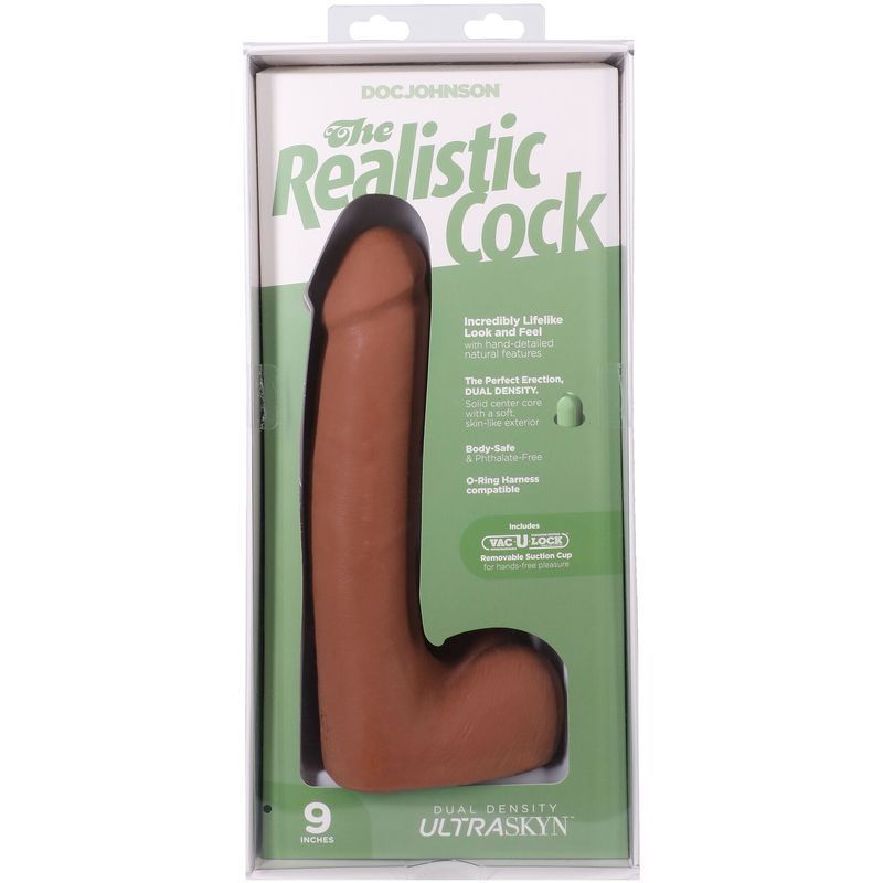 Фалоімітатор Doc Johnson The Realistic Cock ULTRASKYN - 9 Inch with Balls Caramel жива фотографія