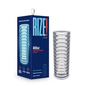 Мастурбатор Blush Rize &ndash; Ribz Glow in the Dark Masturbator &ndash; Clear, нейтральний, світиться в темряві жива фотографія