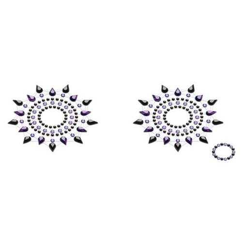 Пестіс з кристалів Petits Joujoux Gloria set of 2 - Black/Purple, прикраса на груди жива фотографія
