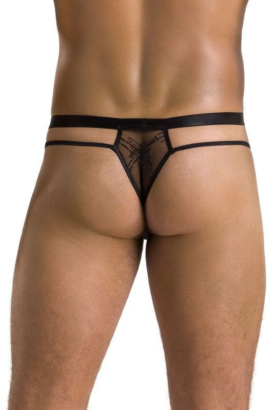Чоловічі прозорі стринги Passion 029 THONG COLLIN L/XL Black, сітка