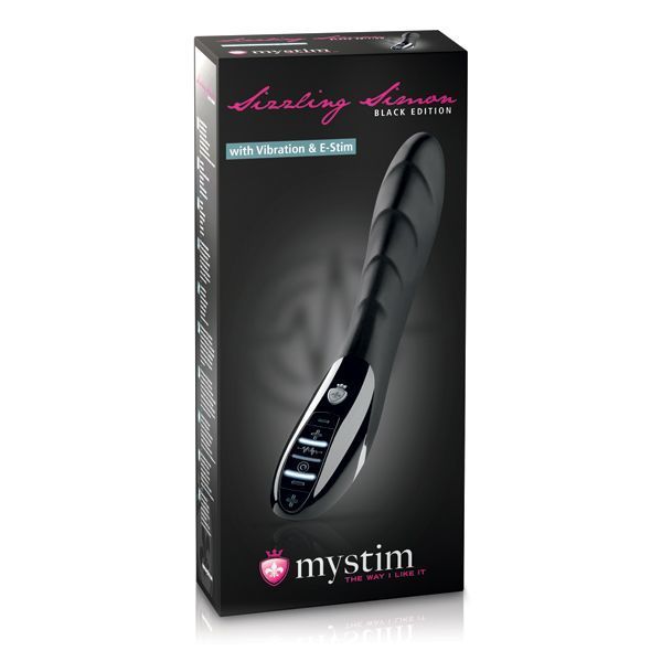 Вибратор с электростимуляцией Mystim Sizzling Simon eStim Black, миостимулятор реальная фотография