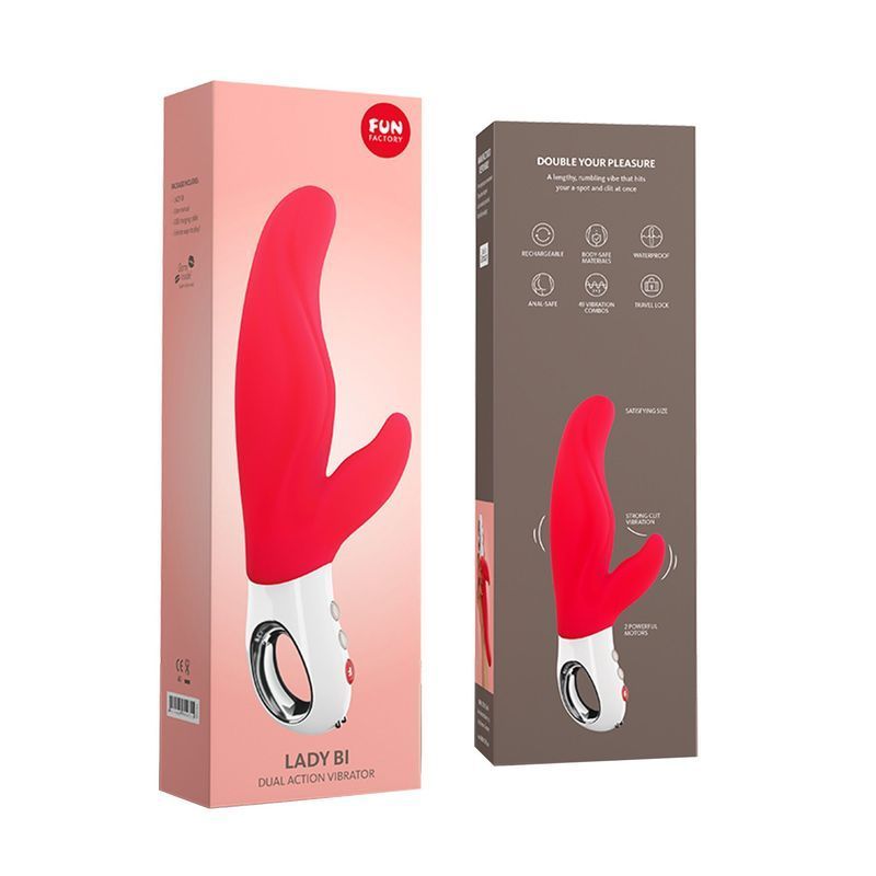 Вібратор-кролик для точки А Fun Factory LADY BI india red, 2 мотори, 12 режимів жива фотографія
