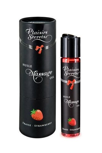 Массажное масло Plaisirs Secrets Strawberry (59 мл) с афродизиаками, съедобное, подарочная упаковка реальная фотография
