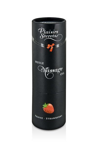 Масажна олія Plaisirs Secrets Strawberry (59 мл) з афродизіаками, їстівна, подарункова упаковка жива фотографія