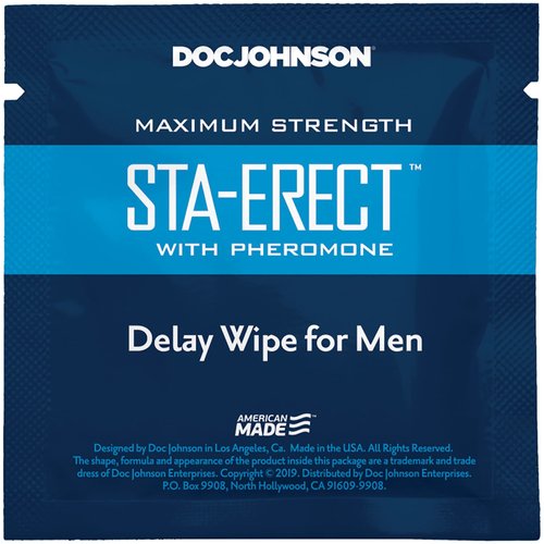 Пролонгирующая салфетка Doc Johnson Sta-Erect Delay Wipe For Men с феромонами реальная фотография