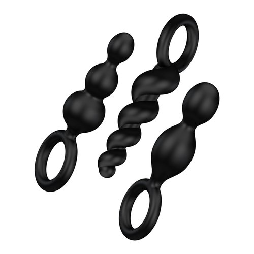 Набор анальных игрушек Satisfyer Plugs black (set of 3) - Booty Call, макс. диаметр 3 см реальная фотография