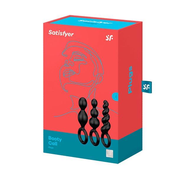 Набір анальних іграшок Satisfyer Plug black (set of 3) - Booty Call, макс. діаметр 3 см жива фотографія