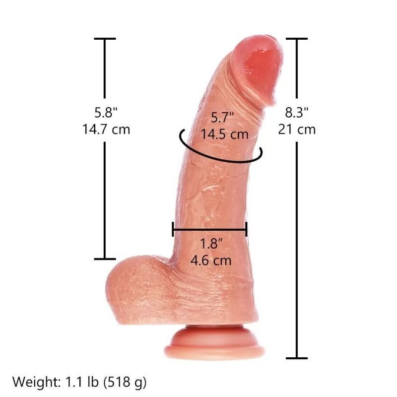 Фаллоимитатор для секс-машин Hismith 8.25" Dual-density dildo with veins, система KlicLok реальная фотография