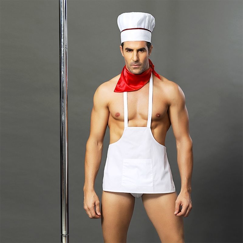 Чоловічий еротичний костюм кухаря "Умілий Джек" One Size: сліпи, фартух, хустка і ковпак жива фотографія