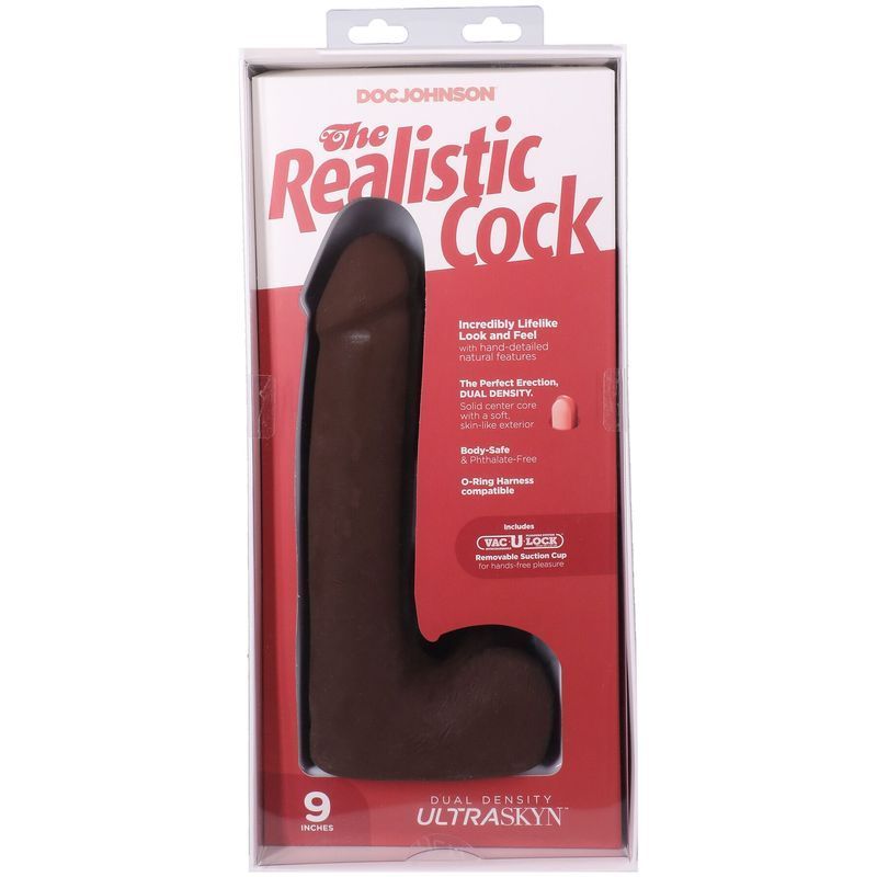 Фаллоимитатор Doc Johnson The Realistic Cock ULTRASKYN - 9 Inch with Balls Chocolate реальная фотография