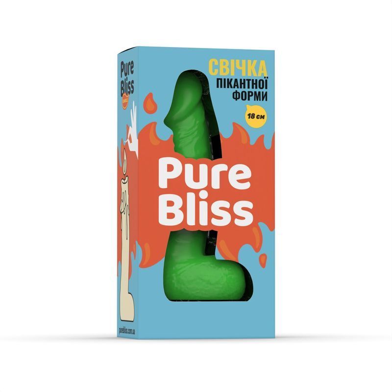 Свічка у вигляді члена Pure Bliss BIG Green 18 см жива фотографія