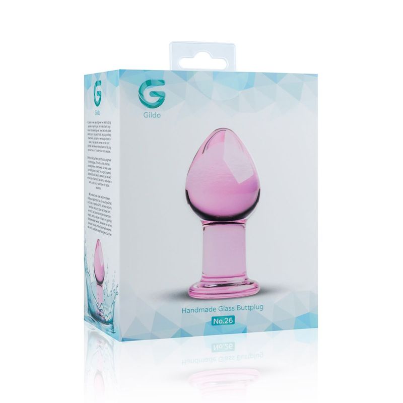 Рожева анальна пробка зі скла Gildo Pink Glass Buttplug жива фотографія