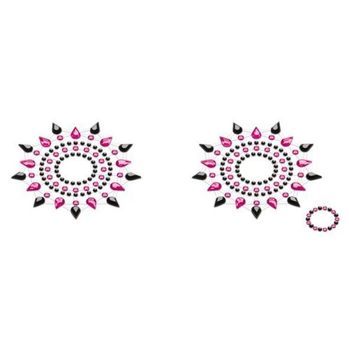 Пестіс з кристалів Petits Joujoux Gloria set of 2 - Black/Pink, прикраса на груди жива фотографія