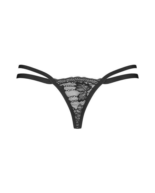 Трусики-стрінги Obsessive Nutris thong, M/L, мереживні, дуже м&rsquo;які, з подвійними боковинками жива фотографія