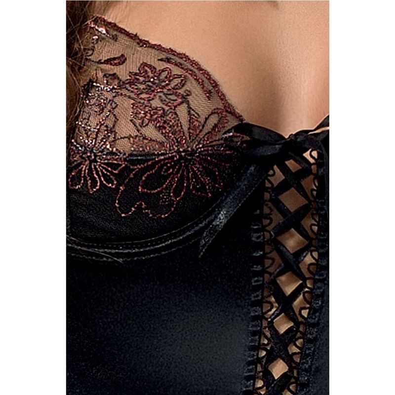 Корсет з пажами BRIDA CORSET black XXL/XXXL - Passion Exclusive, трусики, шнурівка жива фотографія
