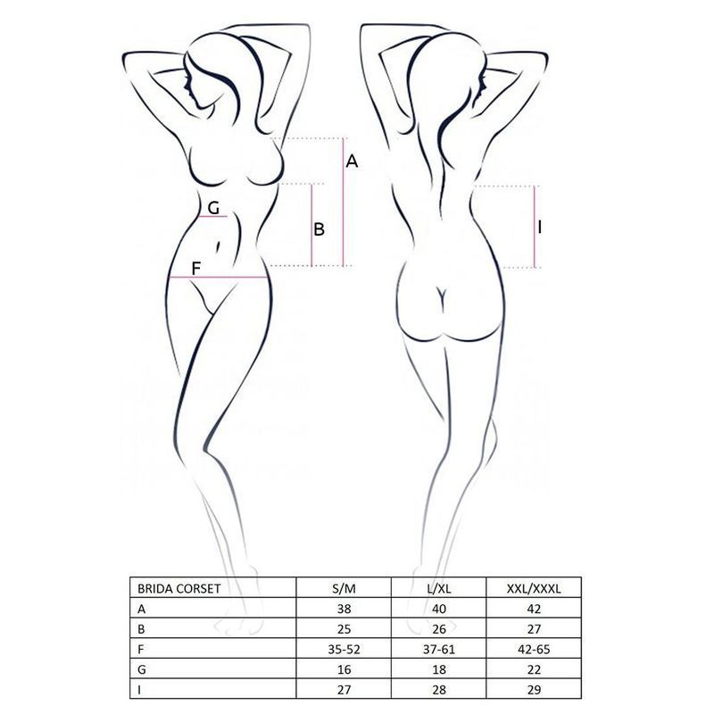 Корсет з пажами BRIDA CORSET black XXL/XXXL - Passion Exclusive, трусики, шнурівка жива фотографія