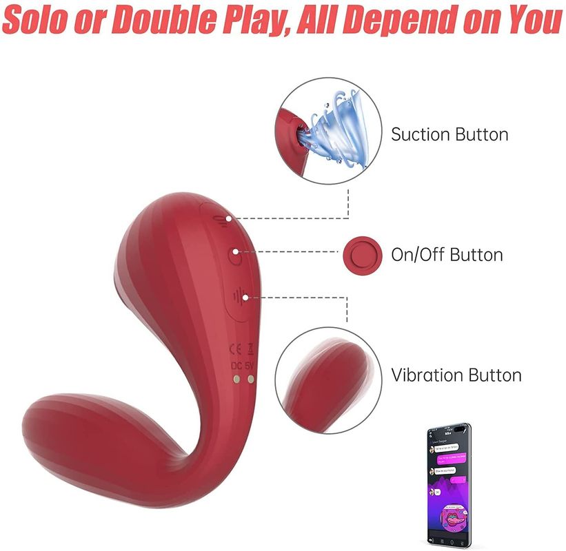Вакуумний вагінально-кліторальний стимулятор Magic Motion Bobi Red, керування зі смартфона жива фотографія