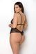 Боди Passion AMBERLY BODY 4XL/5XL black, ассиметричный крой, кружевной лиф, золотая нить