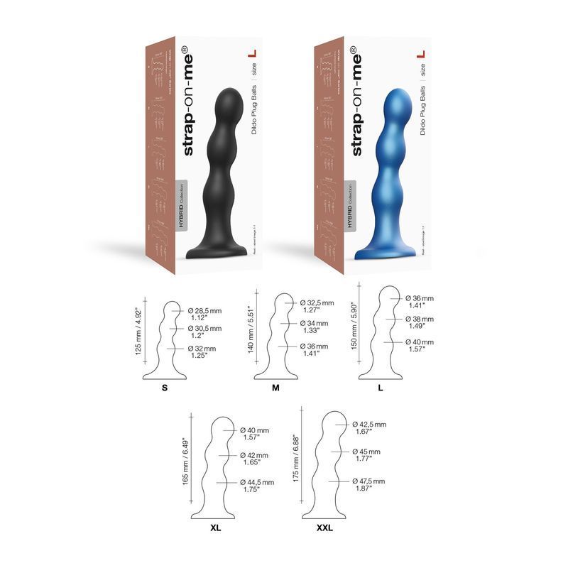 Насадка для страпона Strap-On-Me Dildo Plug Balls Black L реальная фотография