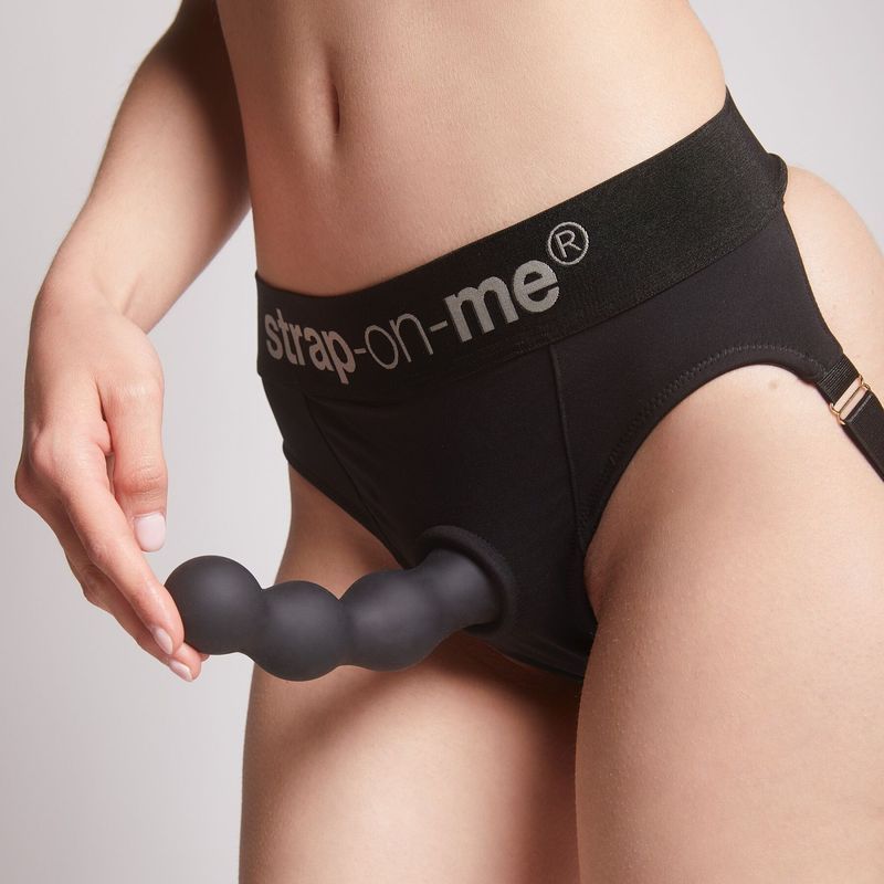 Насадка для страпона Strap-On-Me Dildo Plug Balls Black L реальная фотография