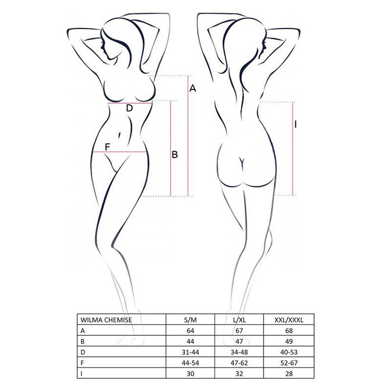 Сорочка приталена з чашечками WILMA CHEMISE white XXL/XXXL - Passion, трусики жива фотографія
