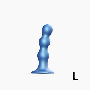 Насадка для страпона Strap-On-Me Dildo Plug Balls Blue Metallic L реальная фотография