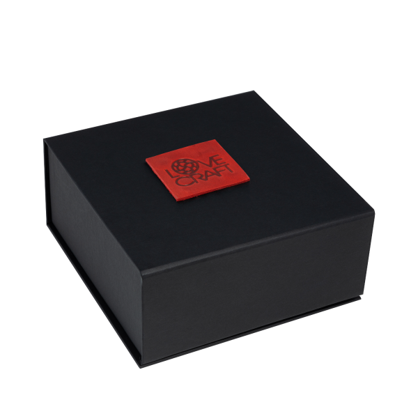 Преміум нашийник LOVECRAFT розмір M червоний, натуральна шкіра, в подарунковій упаковці жива фотографія