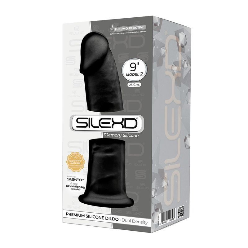 Фалоімітатор SilexD Oscar Black (MODEL 2 size 9in), двошаровий, силікон + Silexpan, діаметр 5,4см жива фотографія