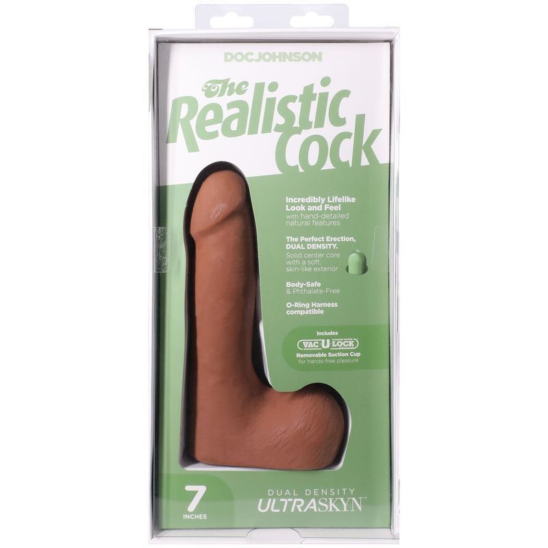 Фалоімітатор Doc Johnson The Realistic Cock ULTRASKYN - 7 Inch with Balls Caramel жива фотографія